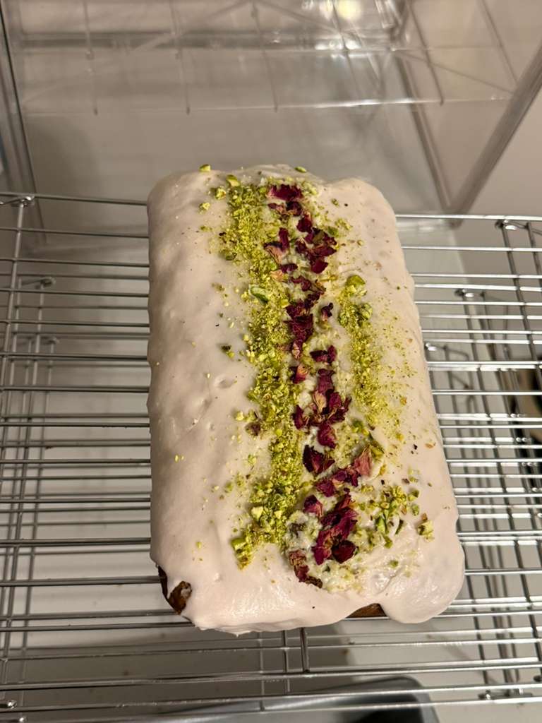 Pistachio Rose Loaf Cake — fresh-baked by Lay's Kitchen, Pittsburgh PA